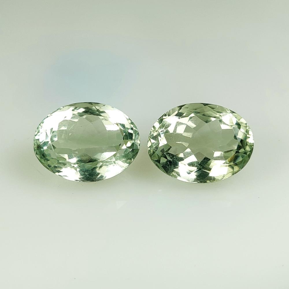 16.13 Ct Natural Green Amethyst Oval Cut Pair (1 of 2)