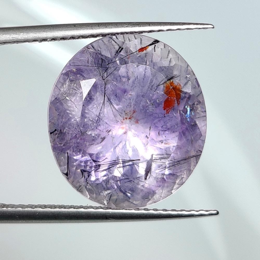 13.24 Ct Natural Rutile Amethyst Quartz Oval Cut: Weight - 13.24 Ct / Size - 16.20 x 14.90 x 11.10 mm / Shape - Oval Cut / Clarity - Transparent / Origin - Norway / Treatment - None