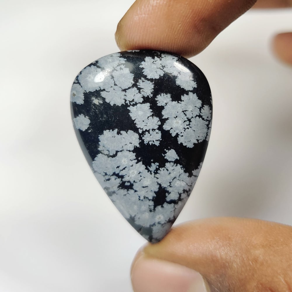 32.95 Ct Natural Snowflake Jasper Quartz Pear Cab: weight - 32.95 Ct / Size - 37.00 x 24.30 x 6.00 mm / Shape - Excellent Pear Cab / Origin - Brazil / Treatment - None