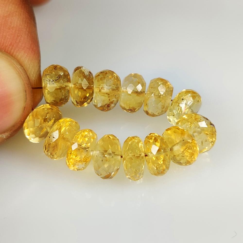 31.73 Ct Natural Yellow Citrine 2.7" Round Drilled Faceted Beads (1 of 2)
