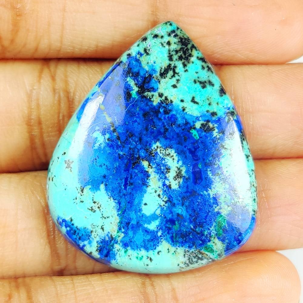 31.91 Ct Natural Tibetian Blue Turquoise Pear Cab (1 of 2)