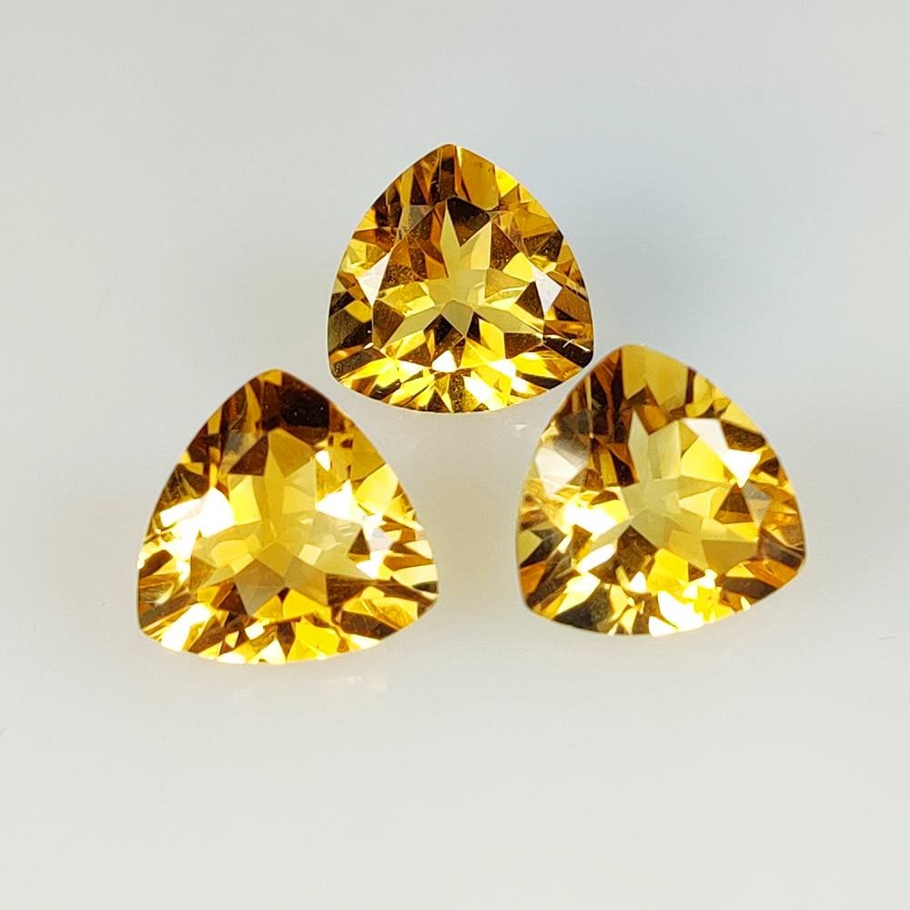 8.63 Ct Natural Yellow Citrine Trillion Cut Set (1 of 2)