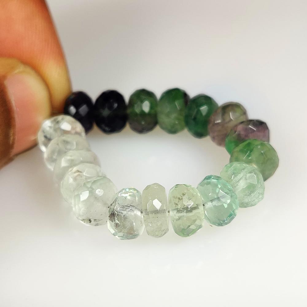 49.08 Ct Natural Bi-Color Green Flourite 3.8" Round Faceted Beads (1 of 2)