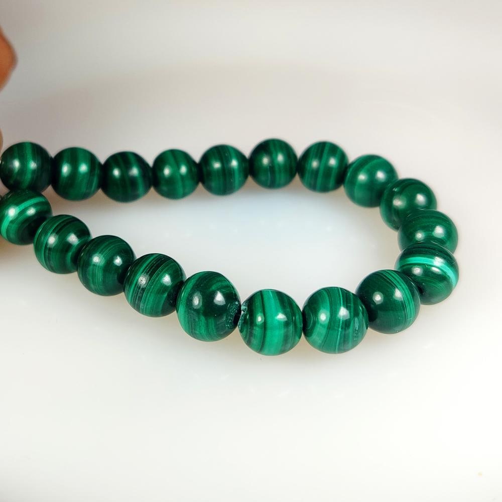 86.19 Ct Natural Green Malachite Round Ball Beads Bracelet (1 of 3)