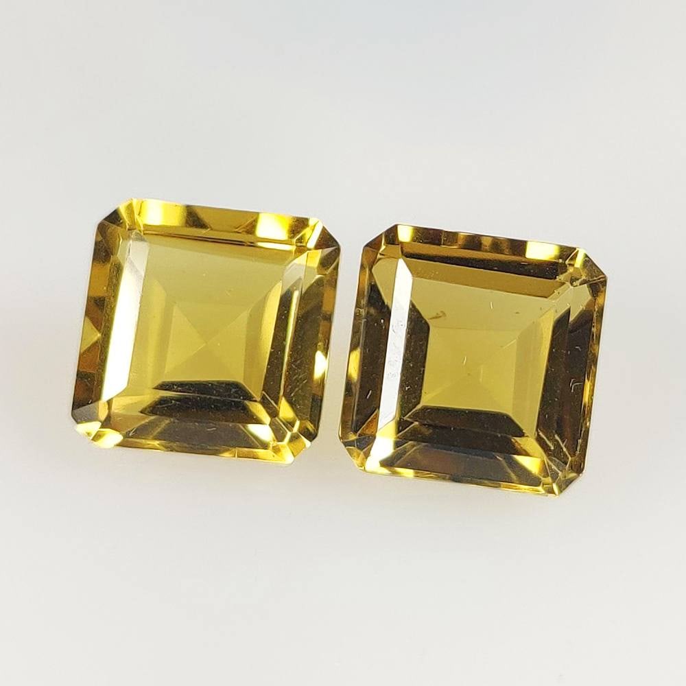 7.66 Ct Natural Honey Quartz Square Octagon Cut Pair (1 of 2)