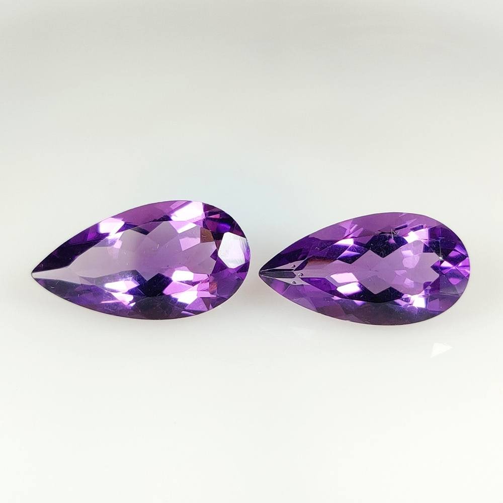 15.80 Ct Natural Purple Amethyst Pear Cut Pair (1 of 2)