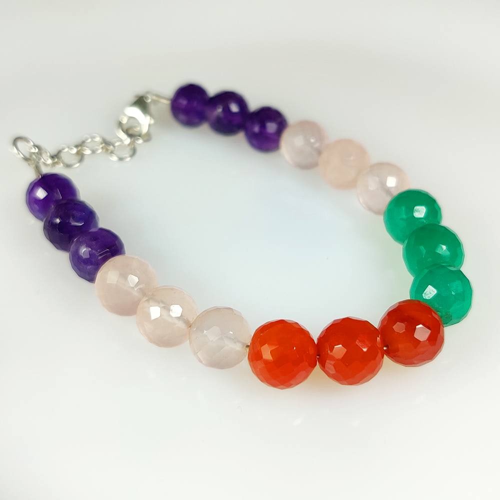 59.09 Ct Natural Semi Precious 7" Round Beads Bracelet (1 of 3)