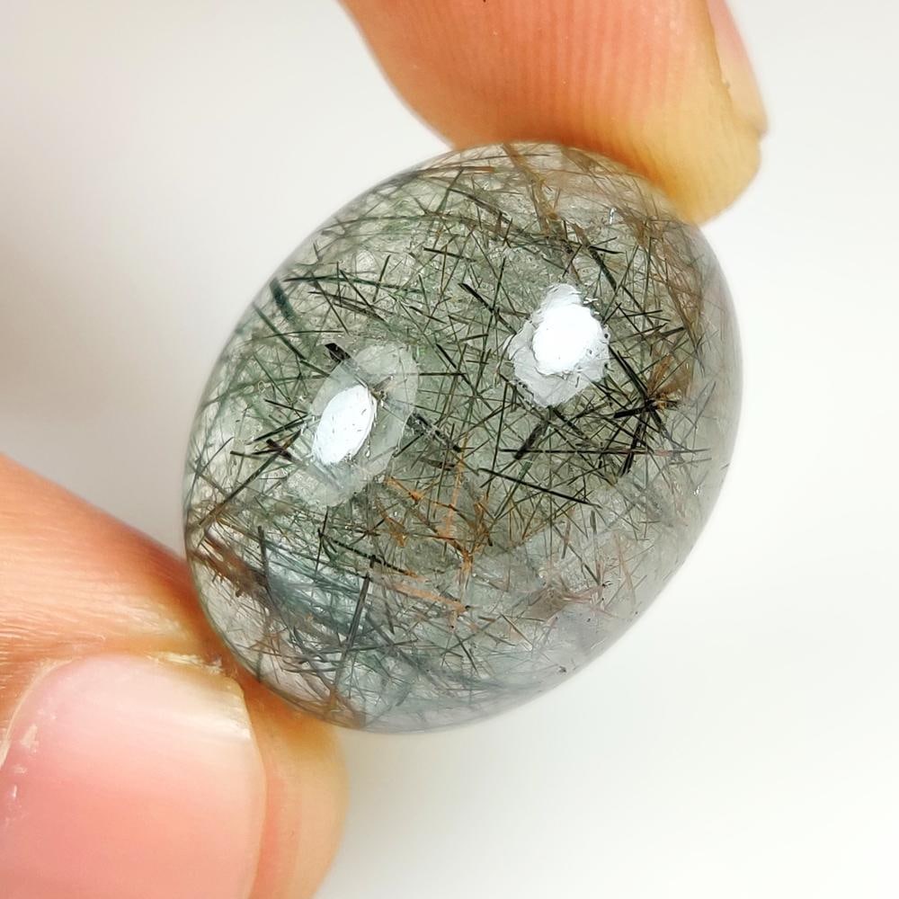 40.96 Ct Natural Rutile Quartz OVal Cab: Weight - 40.96 Ct / Dimensions - 25.50 x 19.10 x 12.40 mm / Shape & Cut - Oval cab / Transparency - Transaprent / Origin - Norway / Comments - None