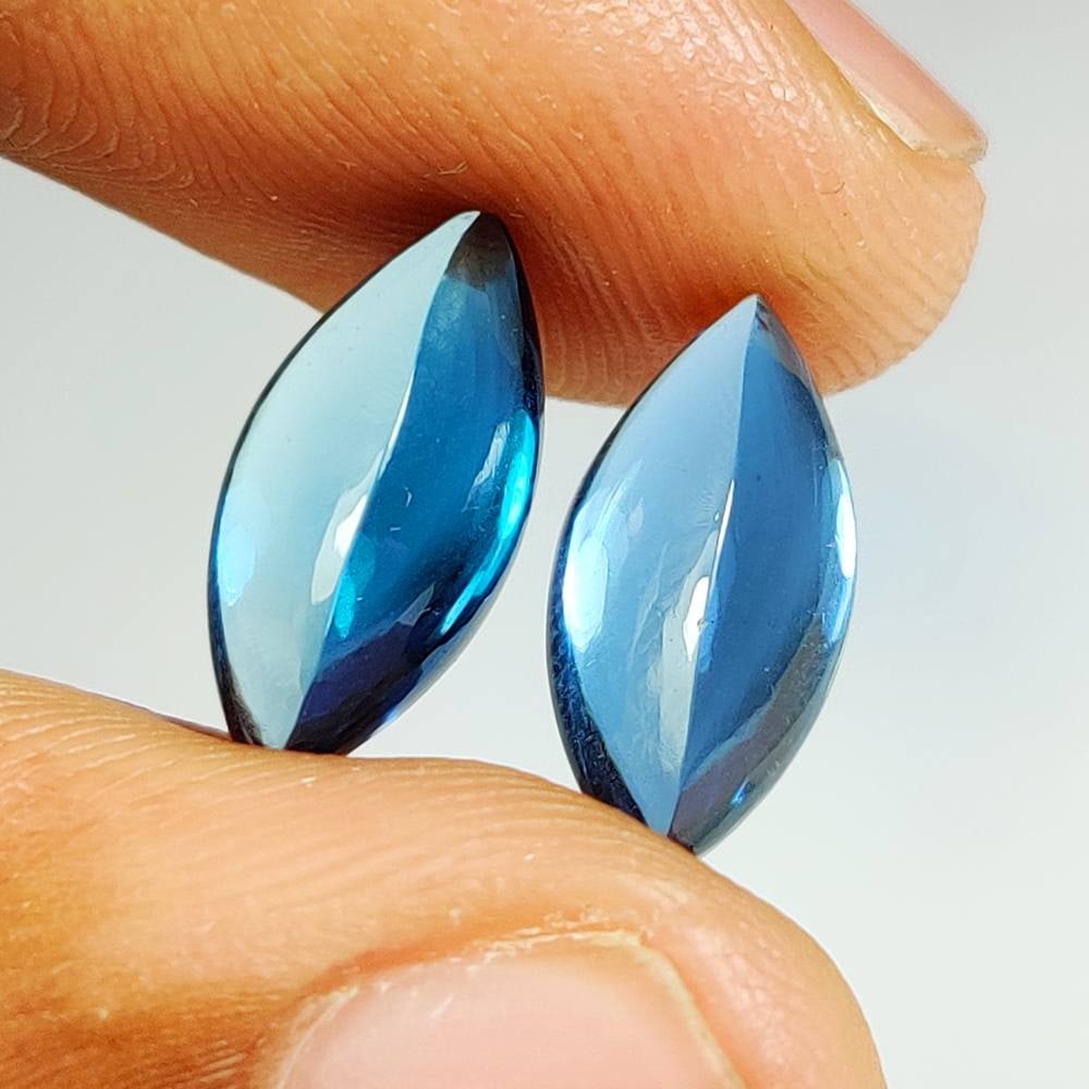 6.67 Ct Natural London Blue Topaz Marquise Cab Pair (1 of 2)