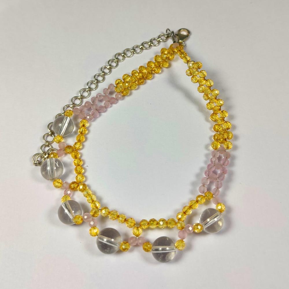 13.37g Natural Silver Citrine, Rose Quartz & White Quartz Beads Necklace: Weight - 13.37g / Size - 3.20 - 8.60 mm / 149 pc's / 14" inches / Shape - Round Cut Beads / Color - Rose, White, Yellow / Clarity - VVS / Origin - Brazil / Treatment - None