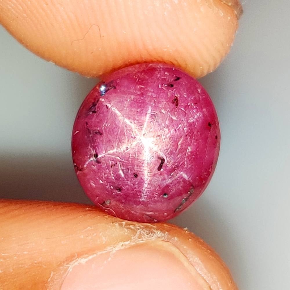 9.39 Ct Natural Untreated Unheated Six Line Star Ruby Oval Cab (1 of 2)