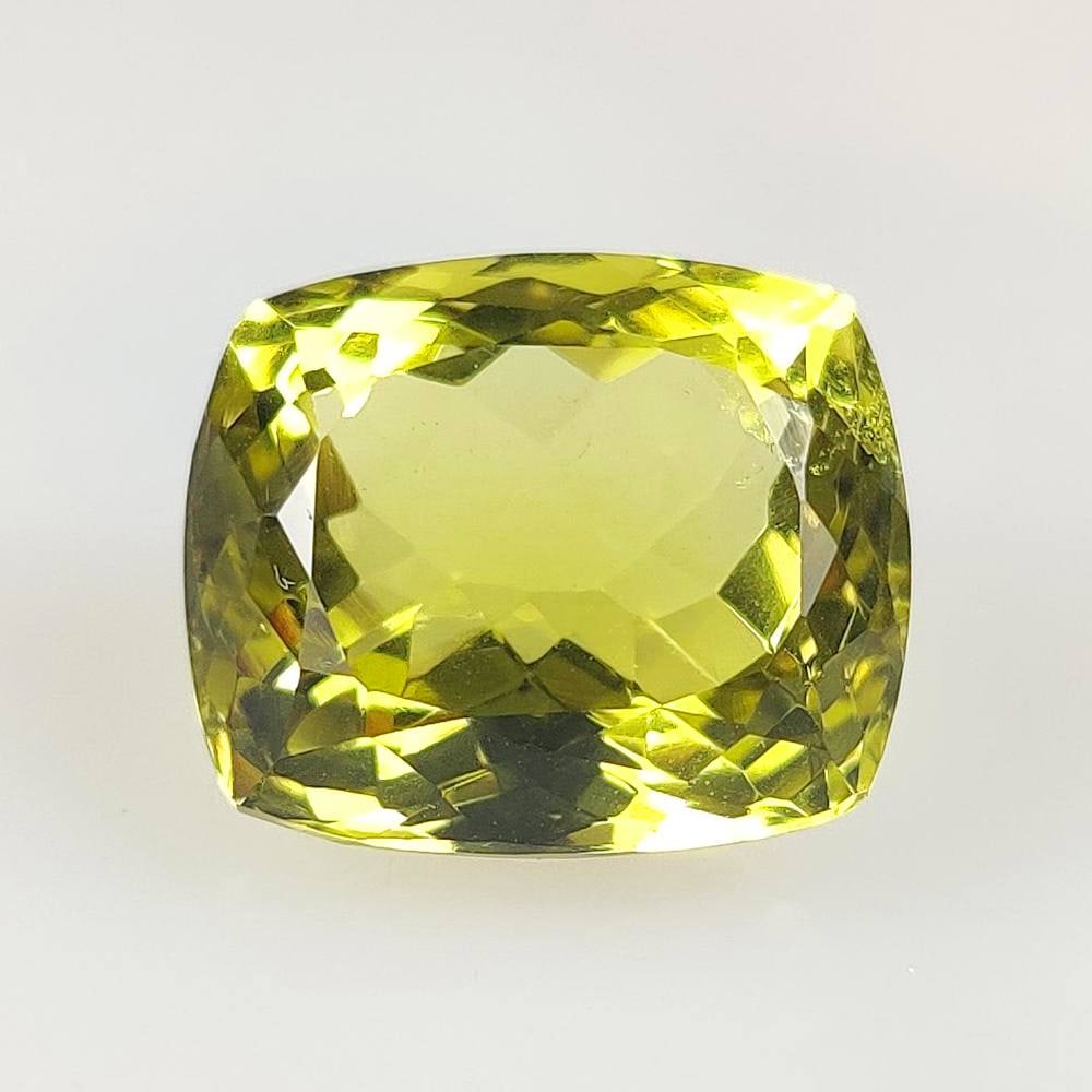 14.54 Ct Natural Lemon Quartz Cushion Cut: Weight - 14.54 Ct / Dimensions - 15.90 x 13.40 x 10.10 mm / Top Quality Luster / Excellent cushioin Cut / Origin - Brazil / Treatment - Heated