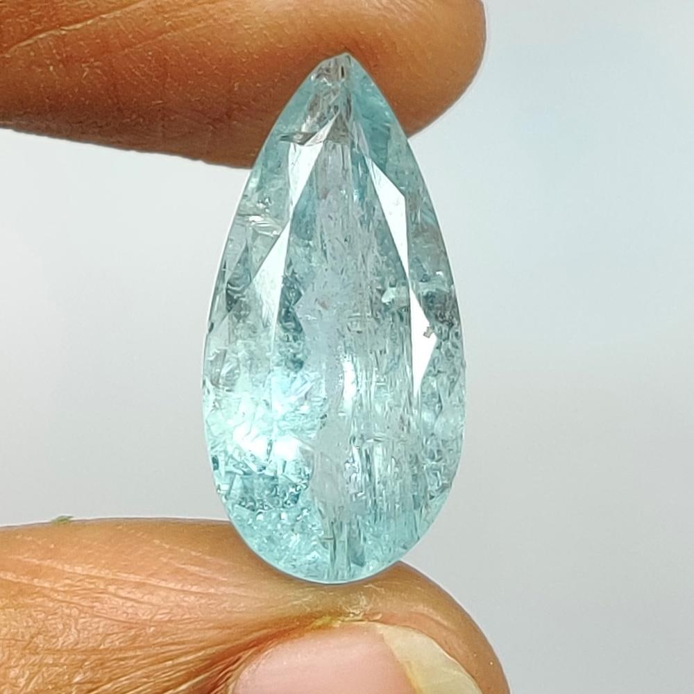 7.16 Ct Natural Aquamarine Pear Cut: Weight - 7.16 Ct / Size - 18.80 x 9.30 x 7.00 mm / Shape - Pear Cut / Color - Baby blue / Clarity - Transparent / Origin -India / Treatment - None