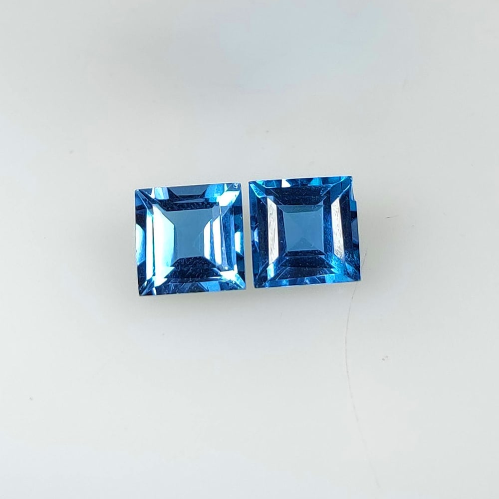 5.35 Ct Natural London Blue Topaz Square Cut Pair (1 of 2)