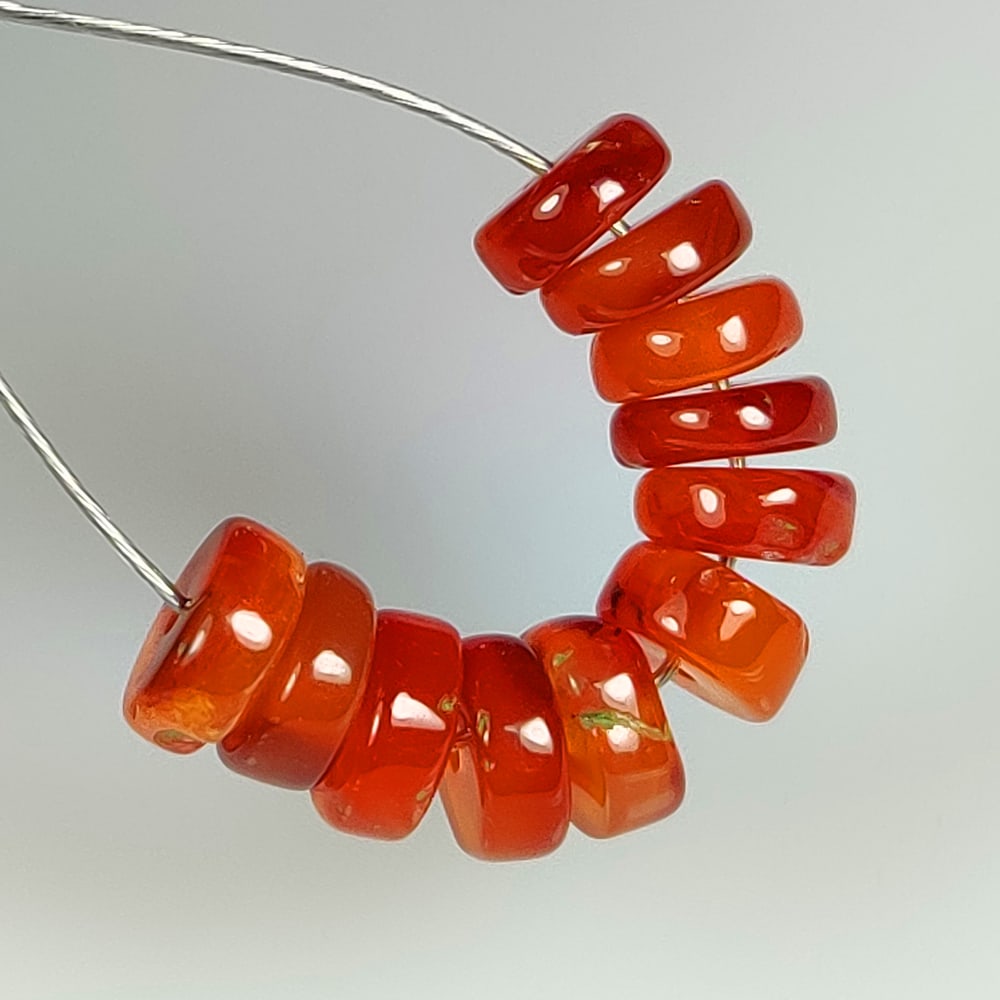 7.36 Ct Natural Orange Carnelian Round Beads (1 of 2)