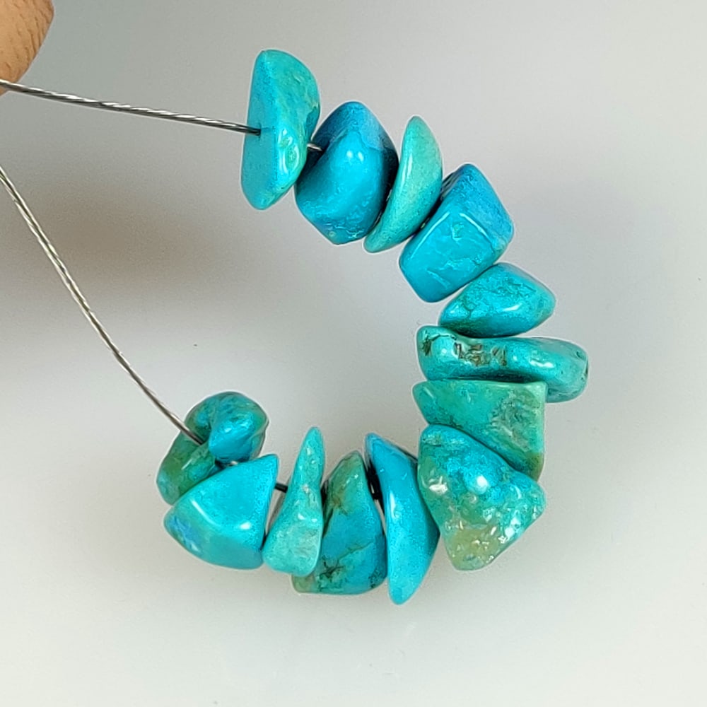 7.00 Ct Natural Blue Turquoise Unshaped Beads: Weight - 7.00 Ct / Dimensions - 5.00 - 6.50 mm / 13 Pc's / Shape - Unshaped Beads / Color - Blue / Transparency - Translucent / Origin - Arizona / Treatment - None