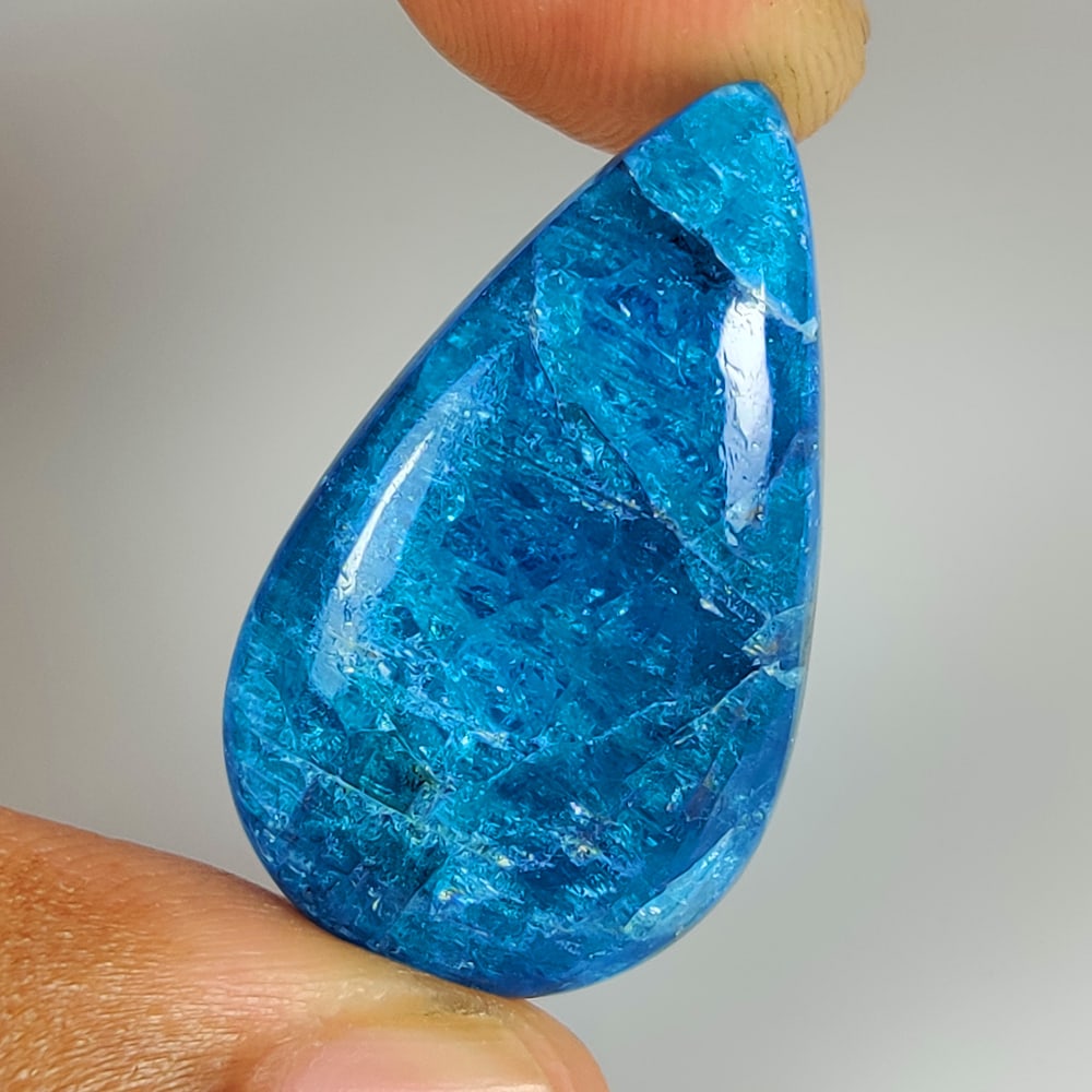 31.78 Ct Natural Blue Apatite Pear Cab: Weight - 31.78 Ct / Dimensions - 32.00 x 18.50 x 6.20 mm / Top Class Quality / Pear Cab / Origin - Brazil / Treatment - None
