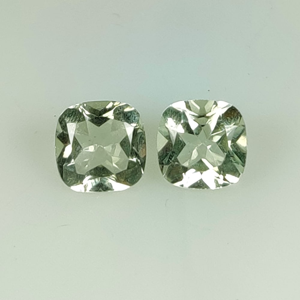 2.75 Ct Natural Green Amethyst Cushion Cut Pair (1 of 2)