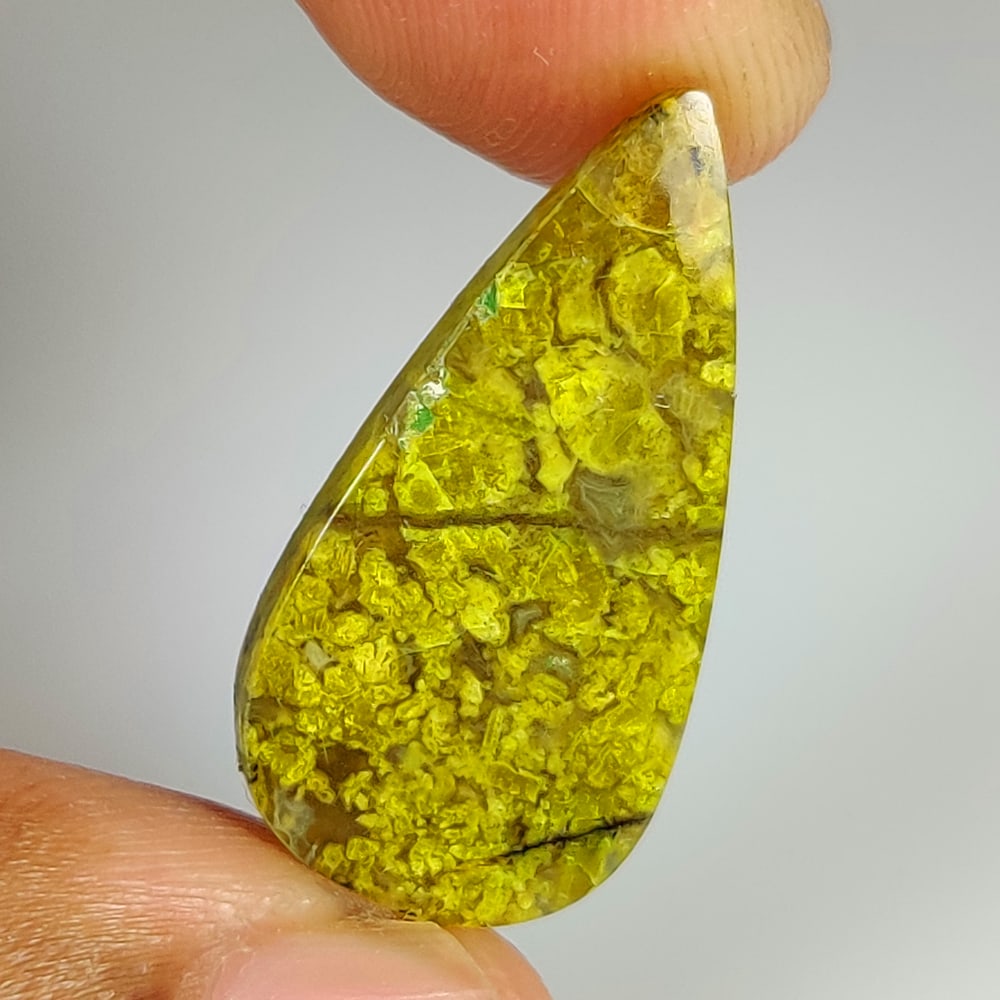 11.92 Ct Natural Green Opal Pear Cab (1 of 2)