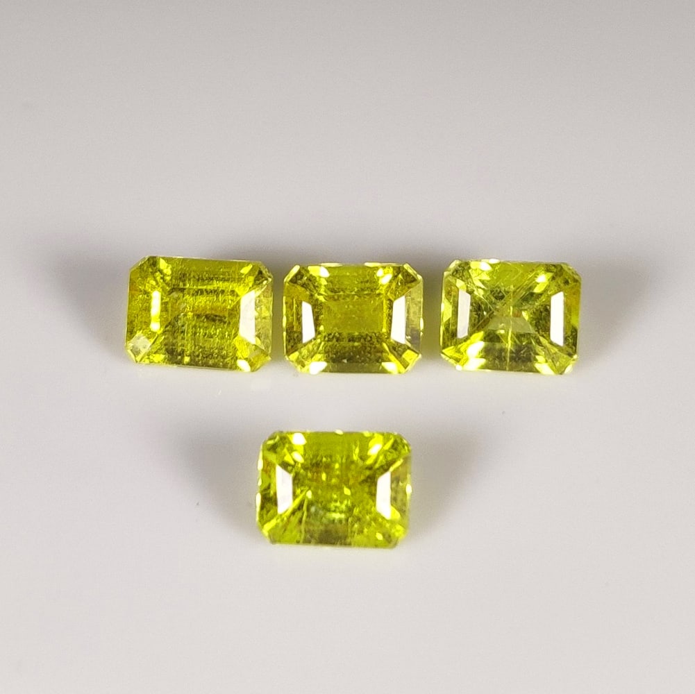 3.73 Ct Natural Canary Tourmaline Octagon Cut Set: Weight - 3.73 Ct / Size - 6.3x4.8 - 6.5x4.5 mm / 4 Pc's / Shape - Octagon Cut / Color - Yellow / Clarity - VVS / Origin - Brazil / Treatment - None