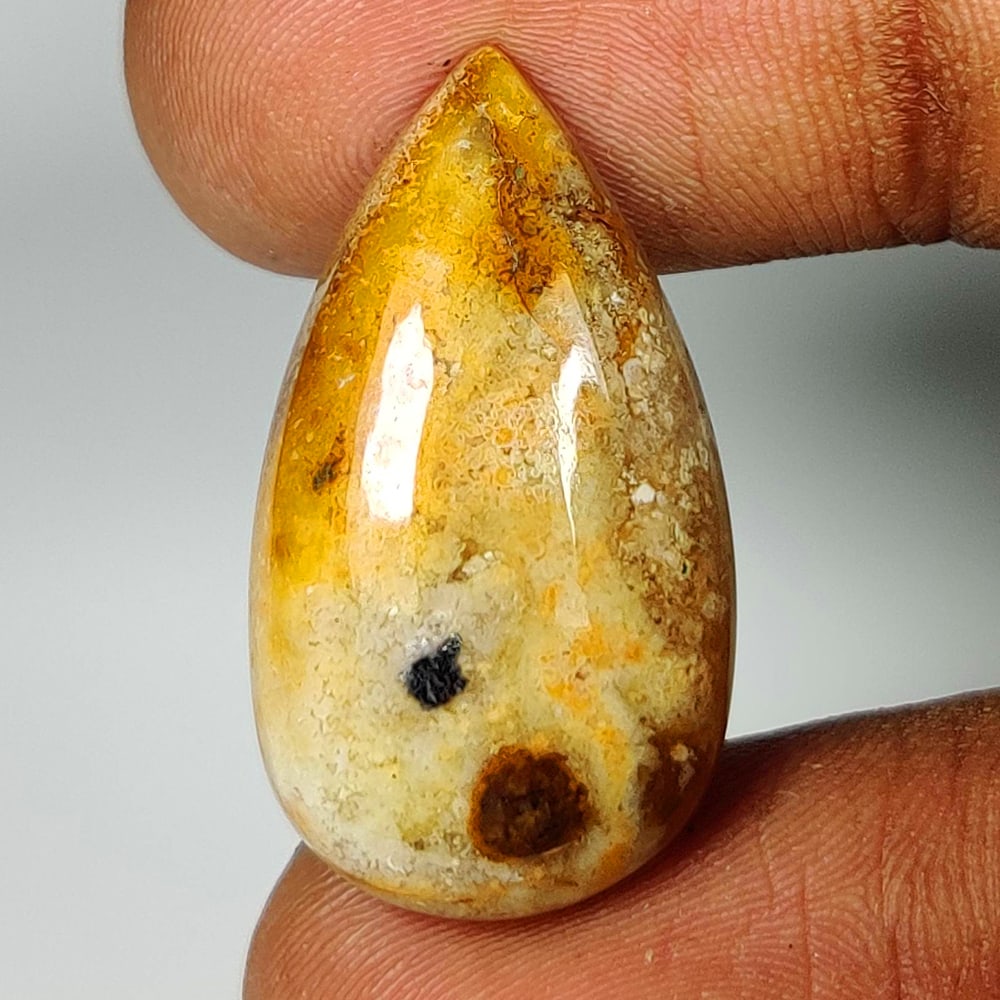17.24 Ct Natural Picture Jasper Quartz Pear Cab (1 of 2)
