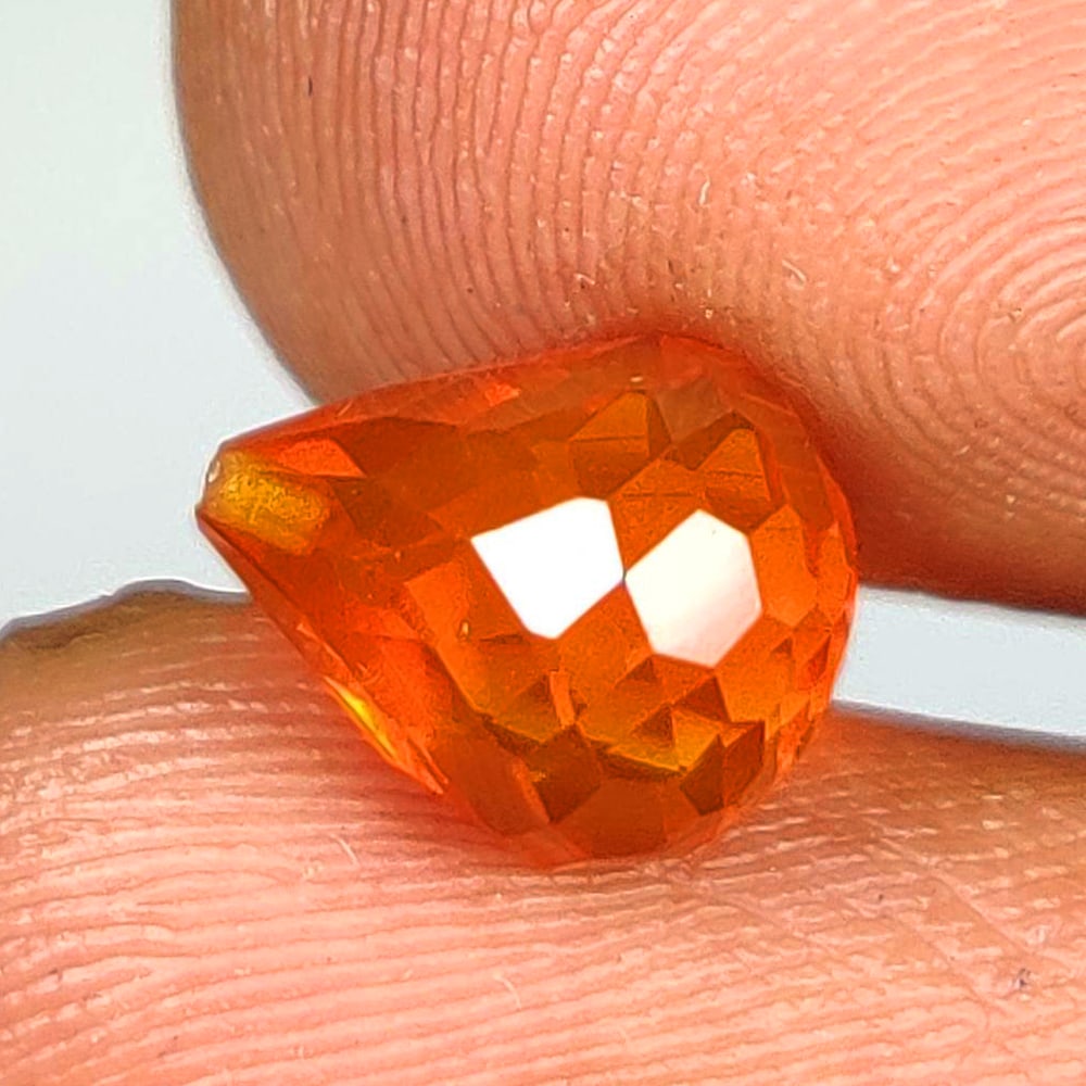 1.65 Ct Natural Mexican Opal Pear Drop: Weight - 1.65 Ct / Dimensions - 8.30 x 6.80 x 6.80 mm / Shape - Pear Drop / Color - Orange / Clarity - Translucent / Origin - Mexico / Comments - None