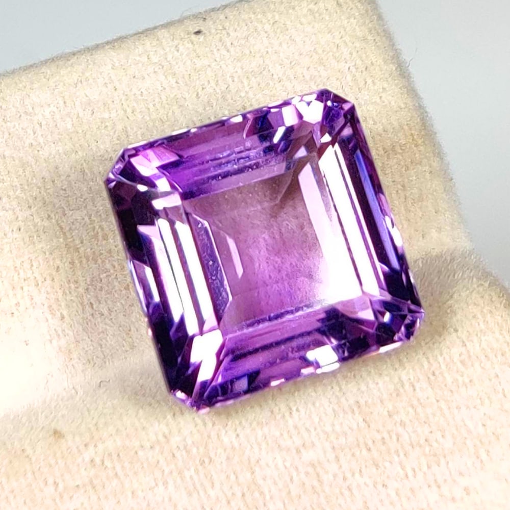 8.66 Ct Natural Purple Amethyst Square Octagon Cut: Weight - 8.66 Ct / Size - 12.30 x 12.20 x 8.00 mm / Shape - Square Octagon Cut / Color - Purple / Clarity - VVS / Origin -Brazil / Treatment - Heated