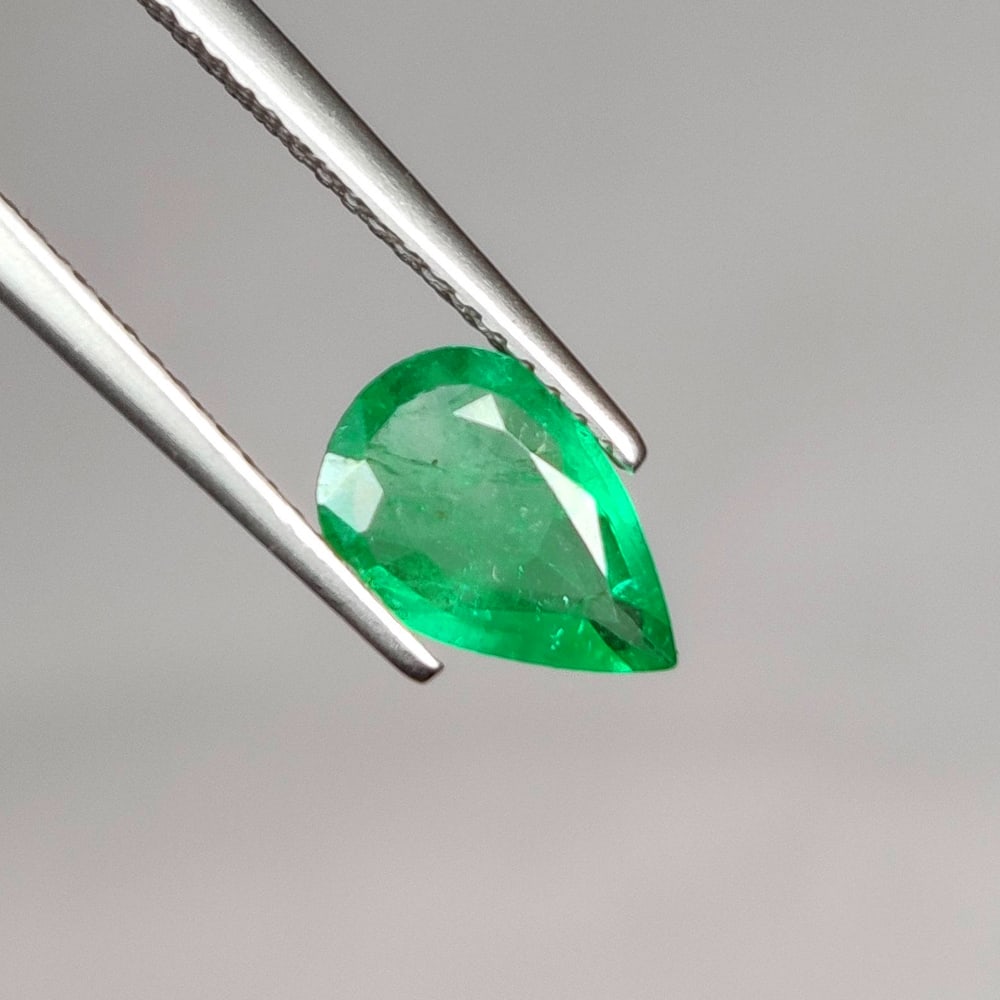 0.89 Ct Natural Zambian Green Emerald-Pear Cut Mixed Cut (1 of 3)
