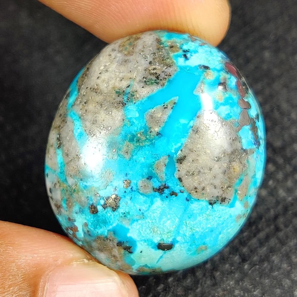 51.45 Ct Natural Blue Turquoise Oval Cab: Weight - 51.45 Ct / Dimensions - 29.00 x 25.00 x 10.10 mm / Shape - Oval Cab / Color - Blue / Transparency - Translucent / Origin - Egypt / Treatment - None