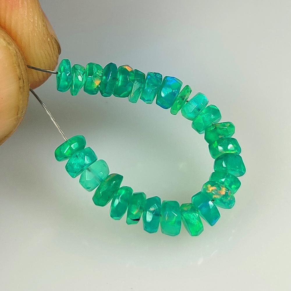 3.35 Ct Natural Green Fire Opal Round Beads (1 of 2)