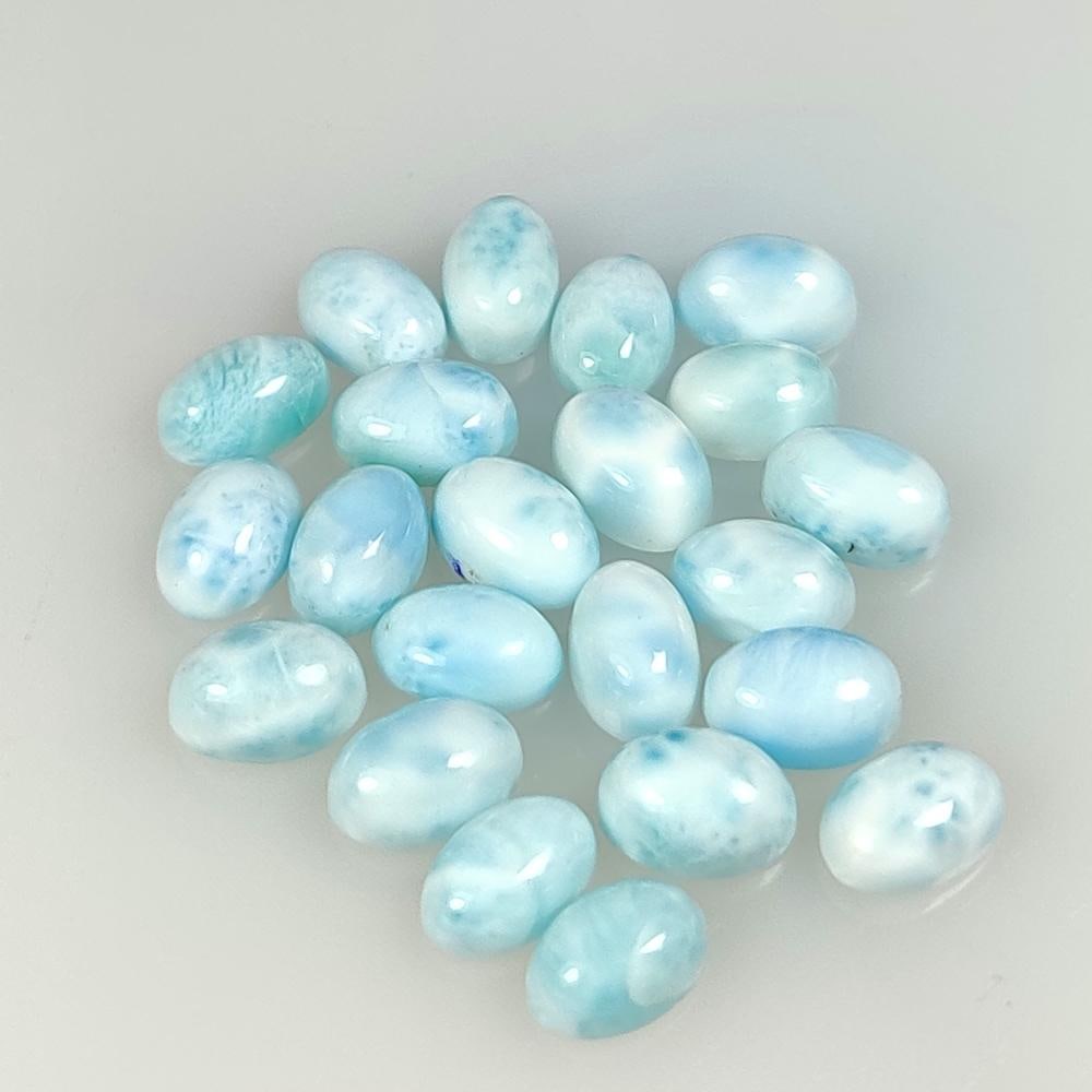 13.01 Ct Natural Larimar Oval Cab Set: Weight - 13.01 Ct / Dimensions - 5.8x4.1 - 6.2x4.3 mm / 22 PC's / Shape & Cut - Oval Cab / Transparency - Semi - Opaque / Origin - Brazil