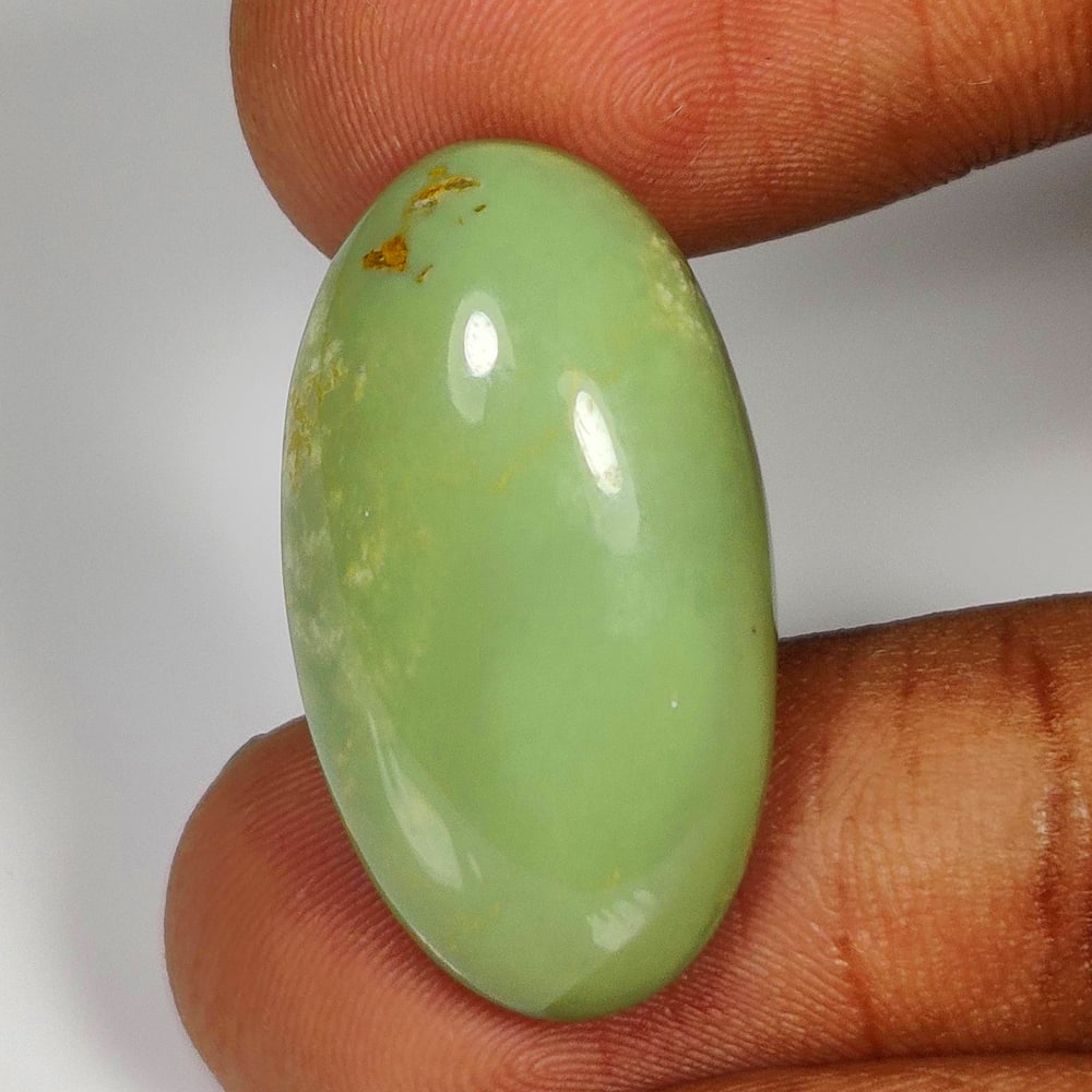 16.16 Ct Natural Green Turquoise Oval Cab: Weight - 16.16 Ct / Dimensions - 26.00 x 14.00 x 6.00 mm / Good Color / Oval Cab- Ready for Jewellery Setting / Origin - Egypt / Treatment - None
