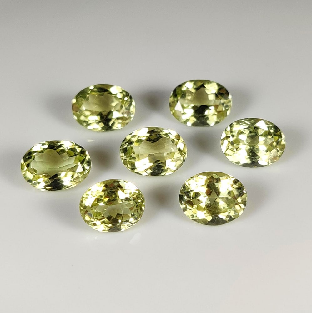 14.11 Ct Natural Sillimanite Oval Cut Set: Weight - 14.11 Ct / Size - 9.0x7.0 - 9.1x7.1 mm / 7 Pc's / Shape - Oval Cut / Color - Greenish Yellow / Clarity - VVS / Origin - Madagascar / Treatment - None