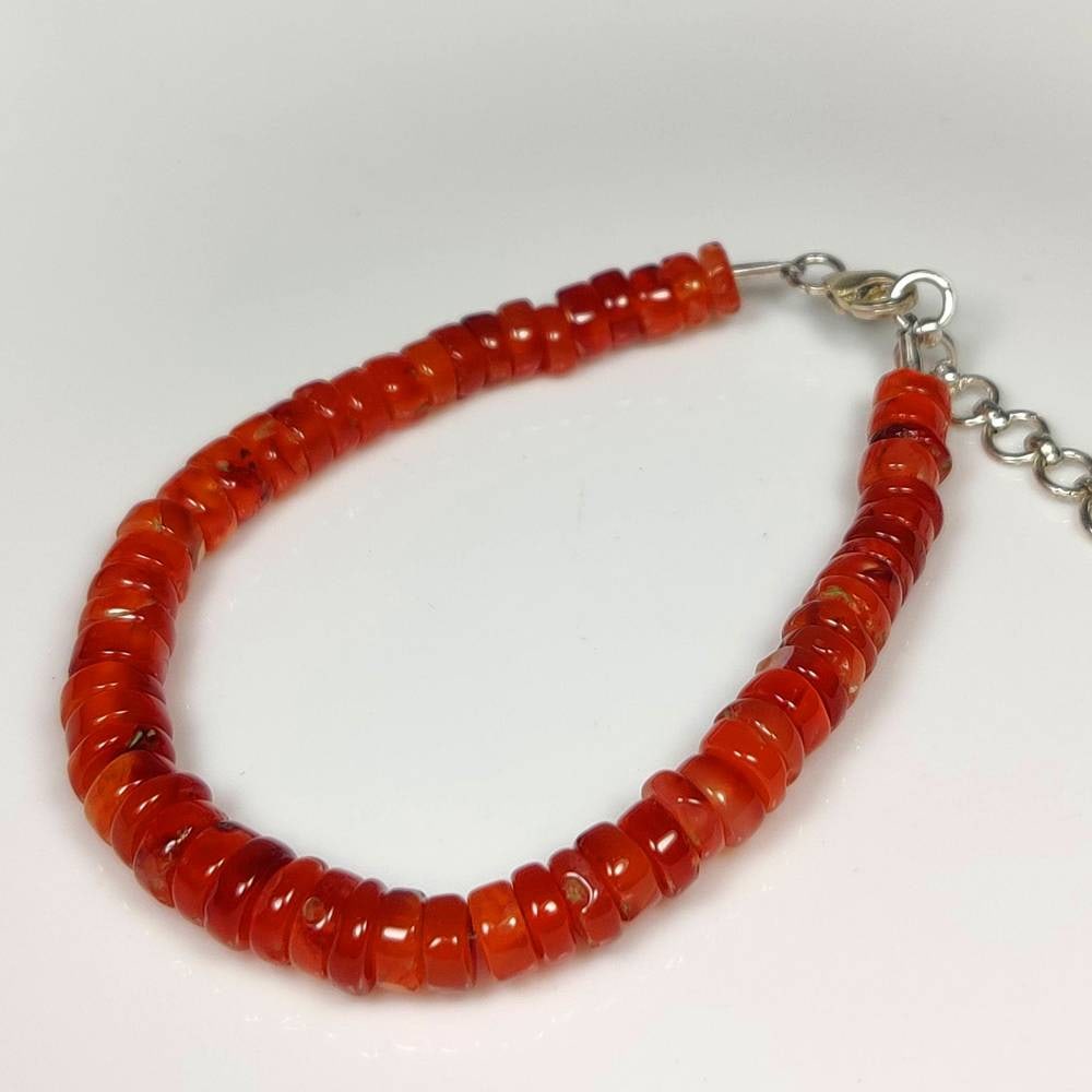 41.84 Ct Natural Orange Carnelian Round Beads Bracelet: Weight - 41.84 Ct / Size - 5.40 - 6.10 mm / 58 Pc's / Shape - Round Beads / Clarity - Semi - Opaque / Origin - Brazil
