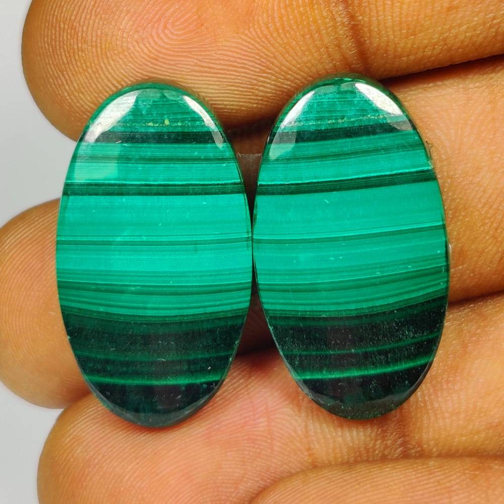 55.80 Ct Natural Green Malachite Oval Cab Pair (1 of 2)