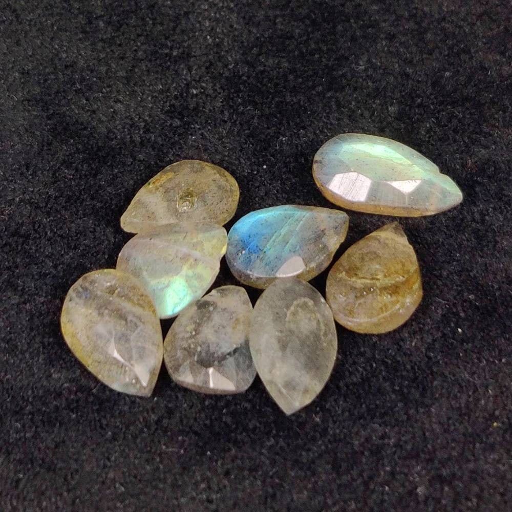14.72 Ct Natural Blue Shaded Labradorite Pear Cut Beads: Weight - 14.72 Ct / Size - 9.2x7.2 - 10.4x7.2 mm / 8 Pc's / Shape - Excellent Pear Cut Beads / Clarity - Opaque / Origin - Africa / Treatment - None