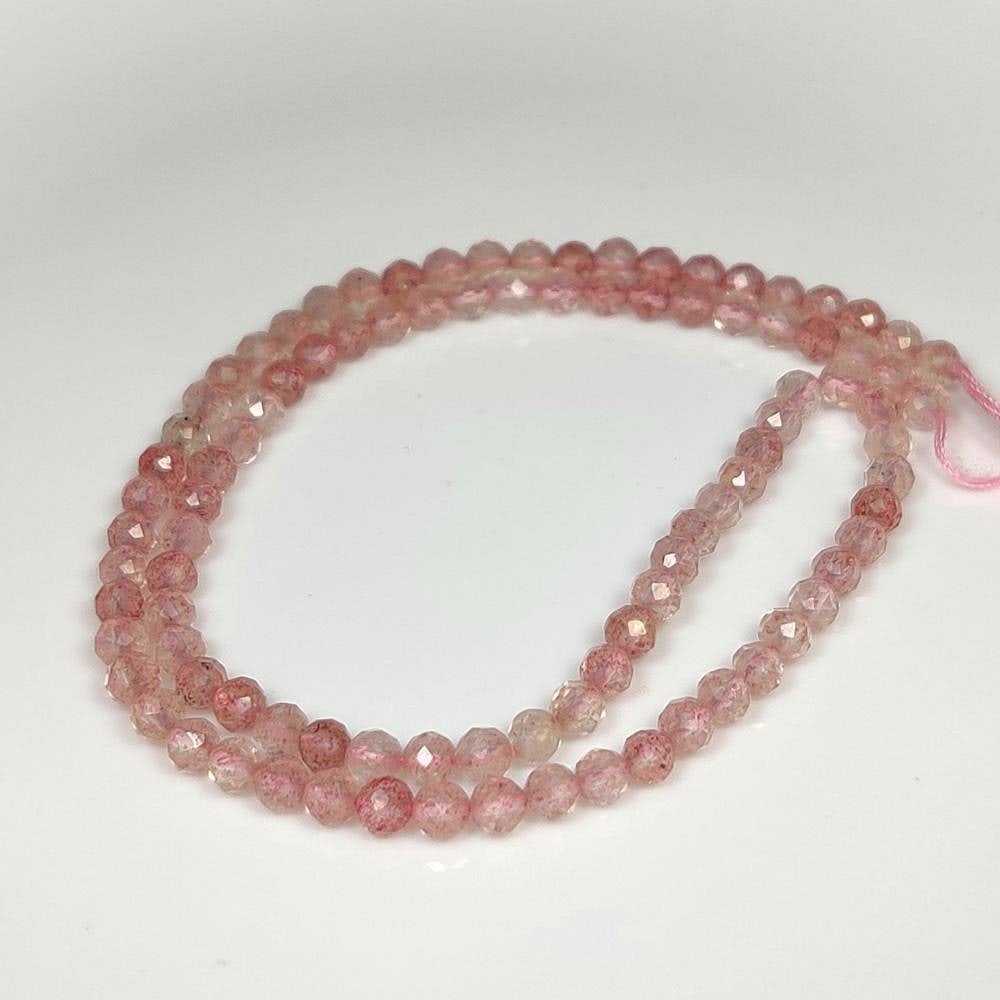 24.29 Ct Natural Strawberry Quartz Round cut Beads: Weight - 24.29 Ct / Size - 3.50 - 3.70 mm / 96 Pc's / Shape - Excellent Round Cut Beads / Clarity - Transparent / Origin - Brazil / Treatment - None