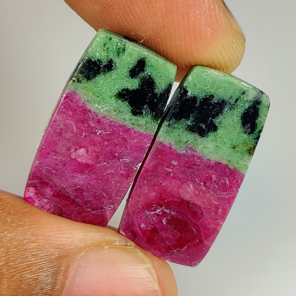28.57 Ct Natural Ruby Zoisite Cushion Cab Pair (1 of 2)