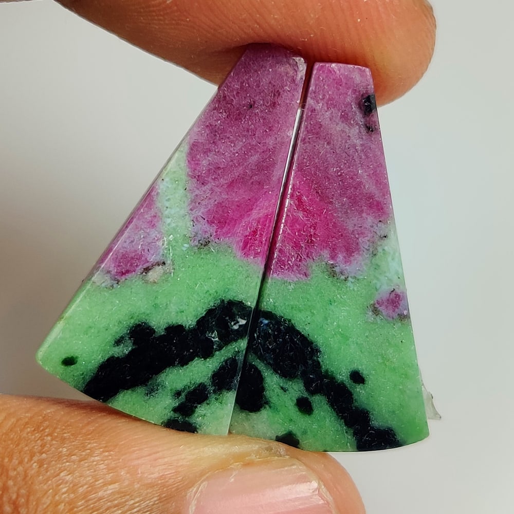 24.10 Ct Natural Ruby Zoisite Fancy Cab Pair (1 of 2)