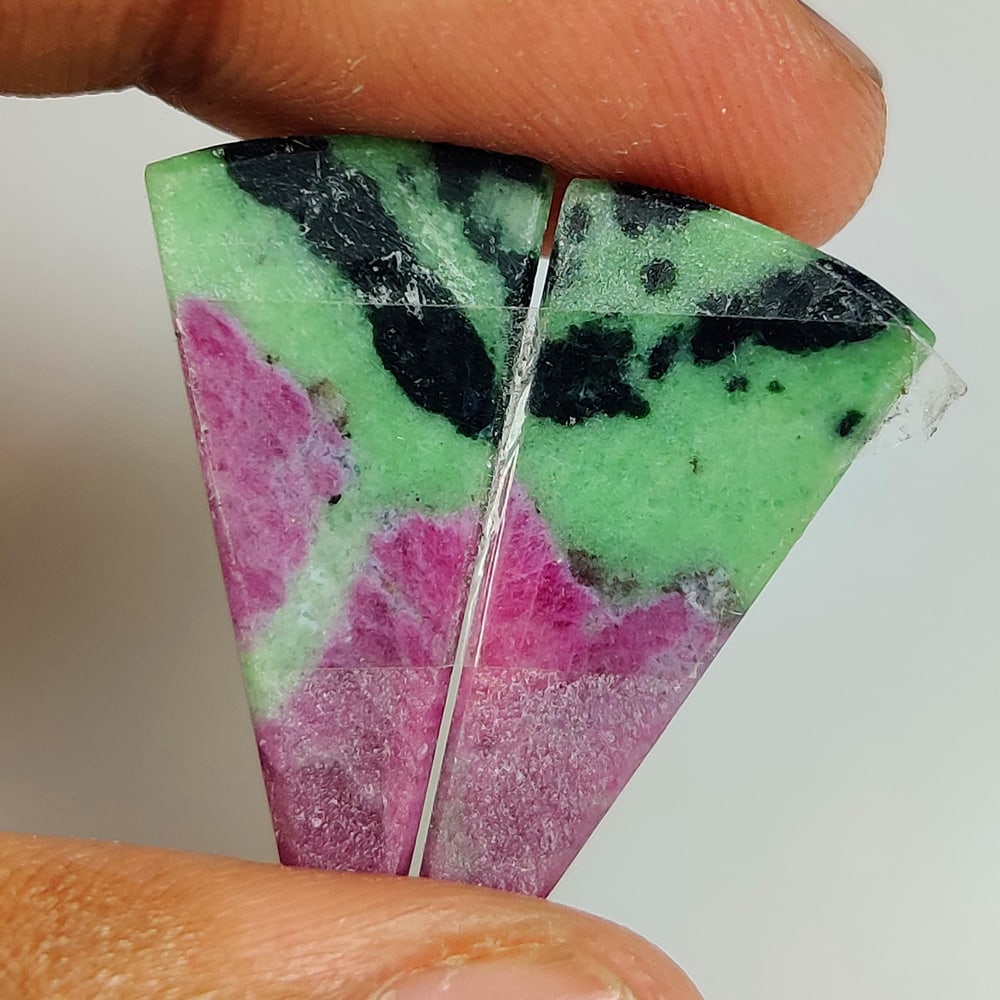 24.10 Ct Natural Ruby Zoisite Fancy Cab Pair - 2