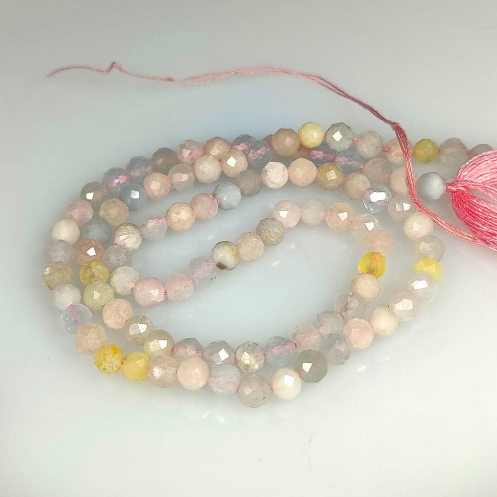24.81 Ct Natural Morganite Round Cut Beads: Weight - 24.81 Ct / Dimensions - 3.60 - 3.70 mm / 93 Pc's / Shape - Round Cut Beads / Color - Light Pink / Clarity - Opaque / Origin - Mozambique / Treatment - None