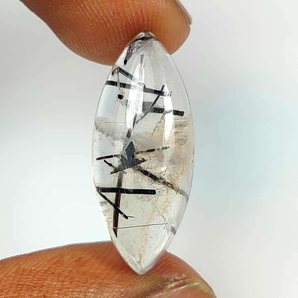 13.82 Ct Natural Rutile Quartz Marquise Cab: Weight - 13.82 Ct / Dimensions - 25.90 x 10.90 x 6.60 mm / Shape & Cut - Marquise Cab / Transparency - Transaprent / Origin - Norway / Comments - None