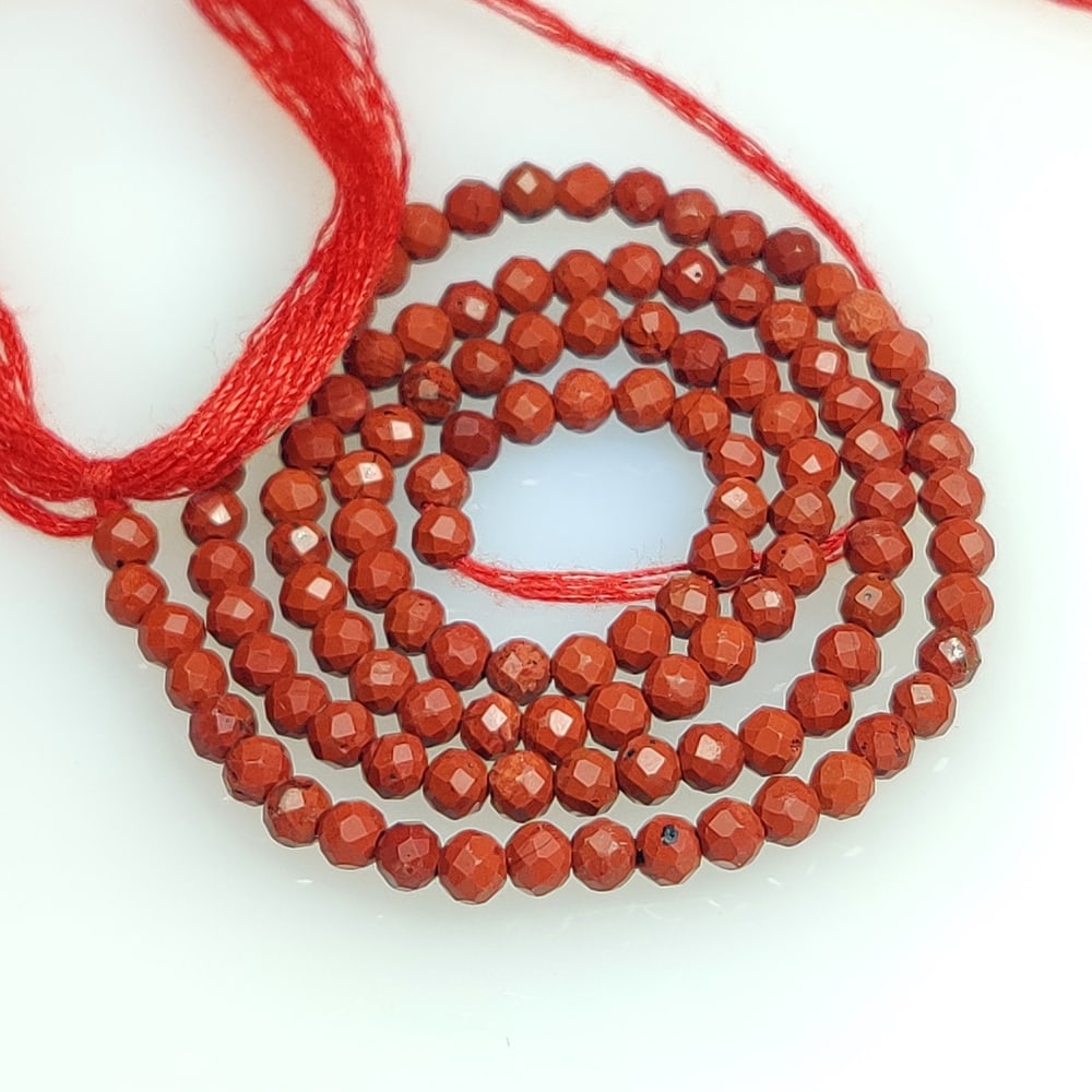 19.03 Ct Natural Red Jasper Quartz Round Cut Beads: Weight - 19.03 Ct / Dimensions - 3.00 - 3.20 mm / 116 Pc's / 12.5" inches / Shape - Round Cut Beads / Clarity - Opaque / Origin - Brazil / Treatment - None