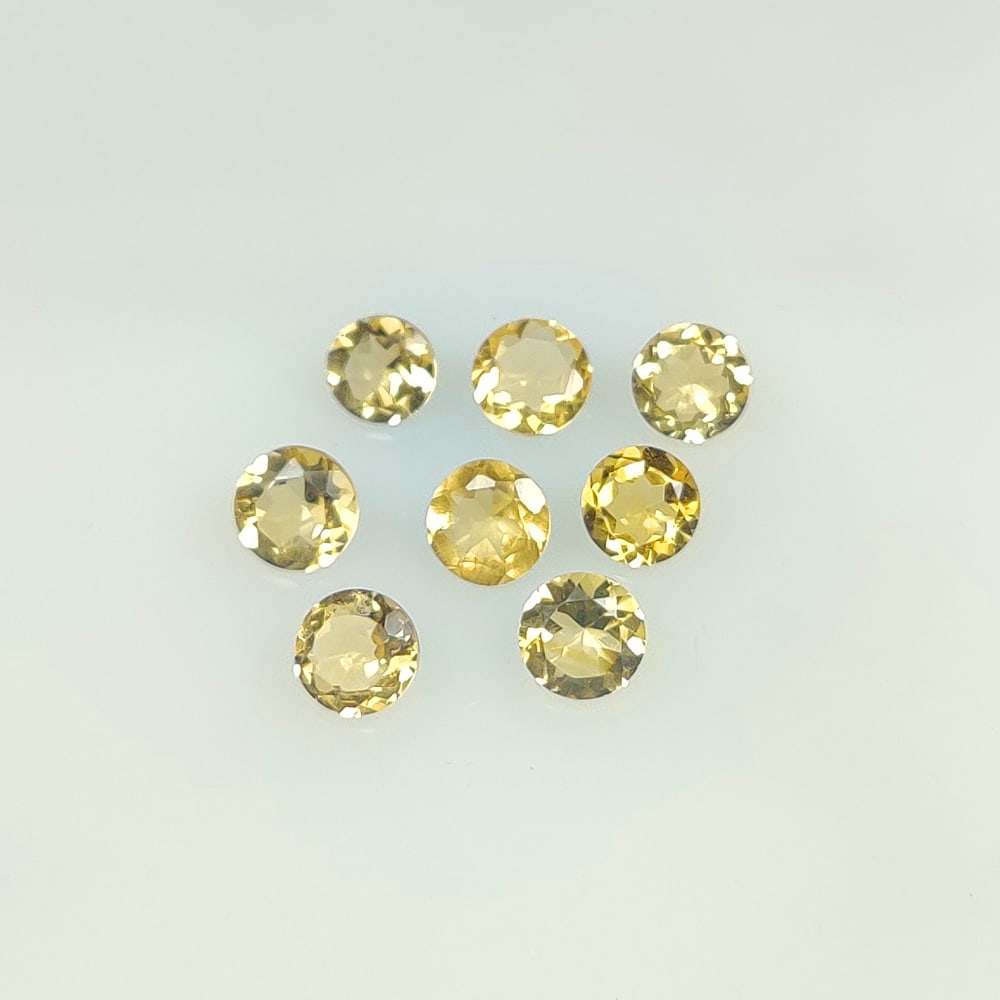3.46 Ct Natural Yellow Citrine Round Cut Set: Weight - 3.46 Ct / Dimensions - 4.80 - 5.20 mm / 8 Pc's / Shape & Cut - Round Cut / Color - Yellow / Transparency - VVS / Origin - Brazil / Comments - Heated