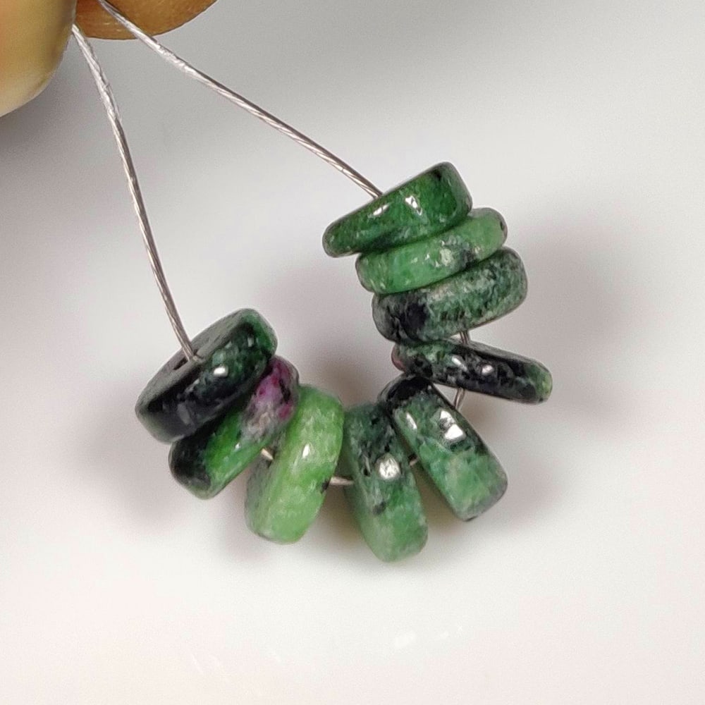 11.38 Ct Natural Ruby Zoisite Round Beads: Weight - 11.38 Ct / Size - 6.80 - 7.30 mm / 9 Pc's / Shape - Round Beads / Clarity - Opaque / Origin - Brazil / Treatment - None