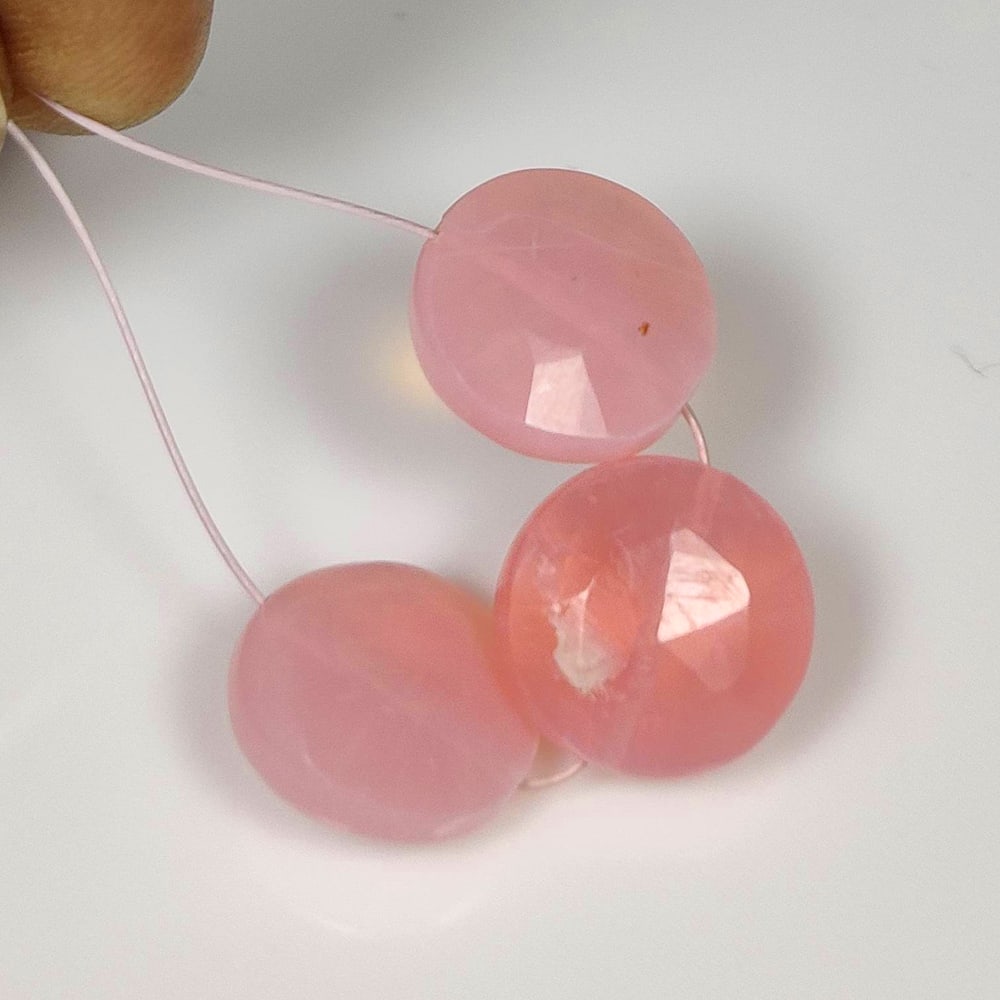 7.80 Ct Natural Pink Opal Round Cut Beads: Weight - 7.80 Ct / Dimensions - 9.70 - 9.90 mm / 3 Pc's / Shape - Round Beads / Clarity - Opaque / Origin - Peru / Comments - Color Coated