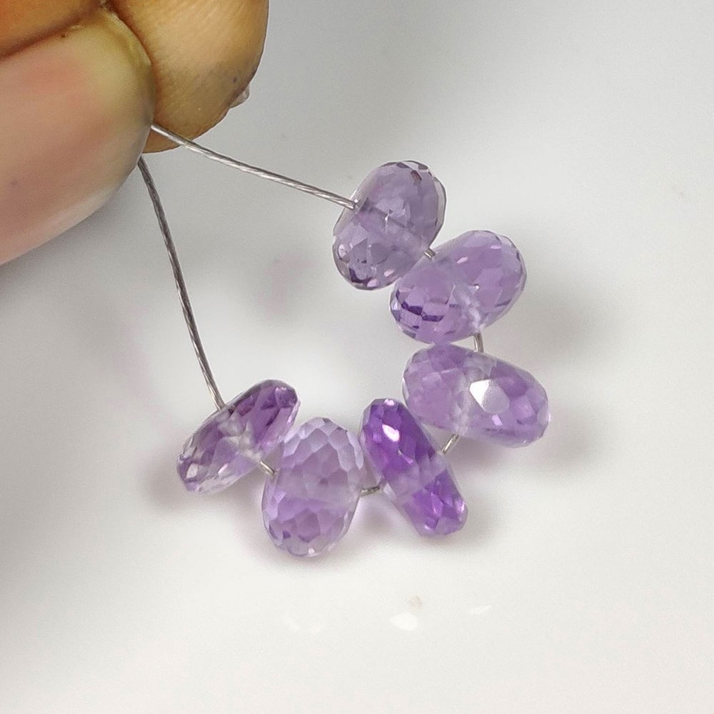 10.00 Ct Natural Purple Amethyst Round Cut Beads: Weight - 10.00 Ct / Dimensions - 6.90 - 7.80 mm / 6 Pc's / Shape - Round Cut Beads / Color - Purple / Clarity - Transparent / Origin -Brazil / Treatment - Heated