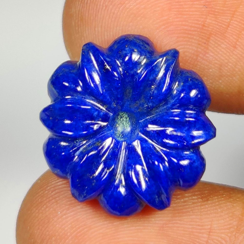 11.05 Ct Natural Blue Lapis Lazuli Flower Carving: Weight - 11.05 Ct / Size - 7.20 x 7.20 x 4.50 mm / Shape - Flower Carving / Clarity - Opaque / Origin - Afghanisthan / Treatment - None