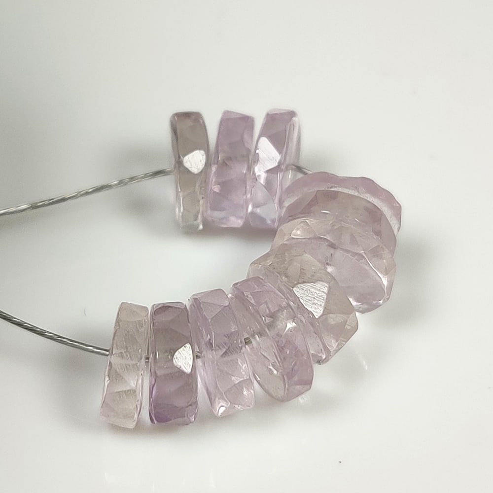14.78 Ct Natural Pink Amethyst Round Cut Beads: Weight - 14.78 Ct / Dimensions - 7.40 - 8.10 mm / 11 Pc's / Shape - Round Cut Beads / Color - Pink / Clarity - VVS / Origin -Brazil / Treatment - Heated