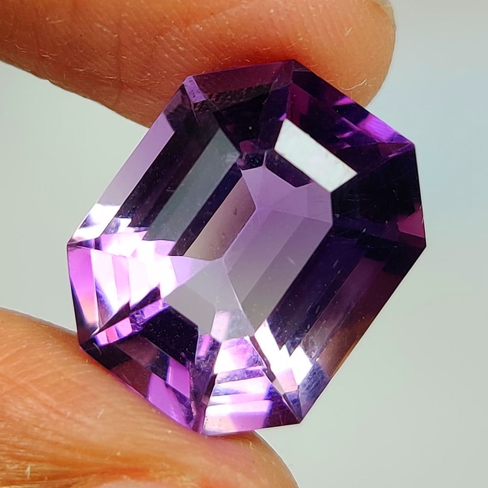 8.69 Ct Natural Purple Amethyst Asscher Cut: Weight - 8.69 Ct / Dimensions - 14.60 x 11.70 x 8.70 mm / Shape - Asscher Cut / Color - Purple / Clarity - VVS / Origin -Brazil / Treatment - Heated